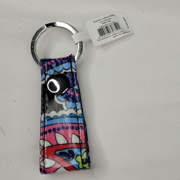 NEW VERA BRADLEY Haymarket Paisley loop snap valet ring Keychain BLUE PINK NWT - Picture 2 of 4